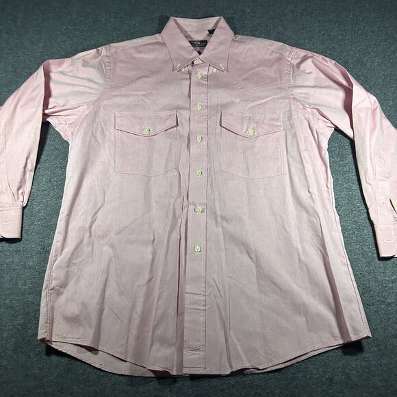 Luskey's Ryon's VTG Pink Western Shirt Mens Large Cowboy Rodeo Distressed 70s - Picture 1 of 11